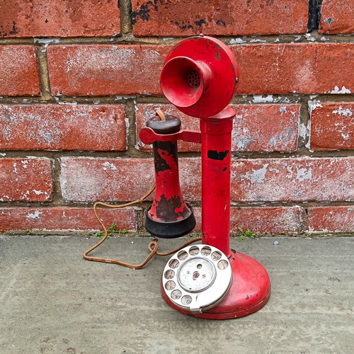 Vintage red candlestick - vintage,