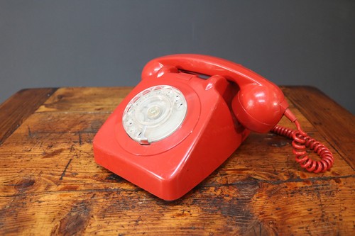 Red gpo rotary dial telephone - rotary,