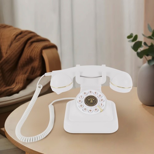 Vintage white rotary telephone - vintage,