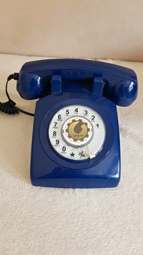 Blue rotary dial corded desk - blue,