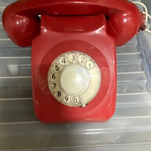 Vintage red rotary dial - dial, desk