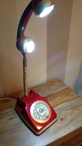 Vintage red rotary telephone - vintage,