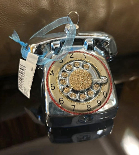 Silver rotary telephone - silver,