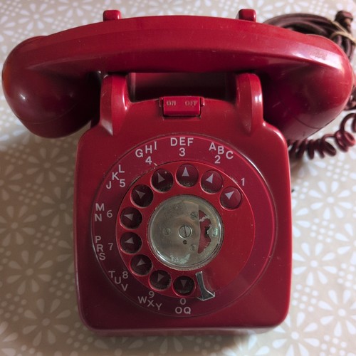 Red 60s rotary phone - rotary,