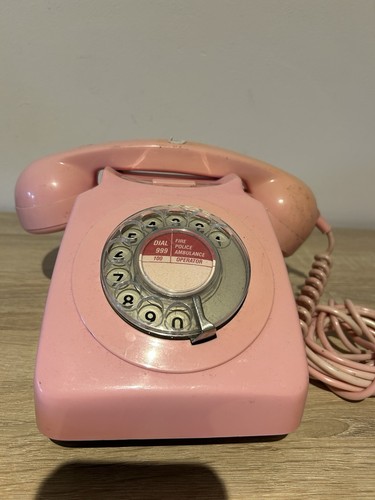 Pink rotary telephone 1980s - rotary,