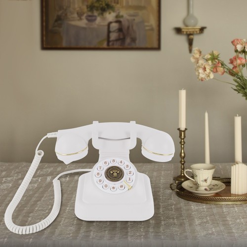 Vintage white rotary - rotary, telephone